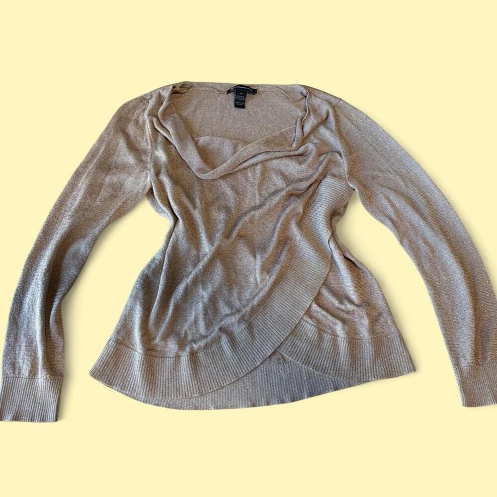 ✨ Early 2000s INC Shimmery Gold Crossover Cowl Neck Sweater